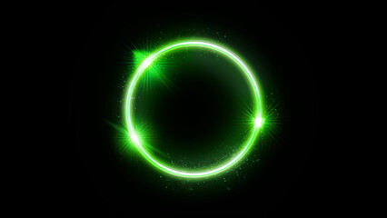 Digital neon circle on black background for your project