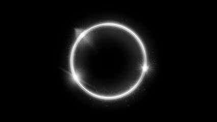 Digital neon circle on black background for your project