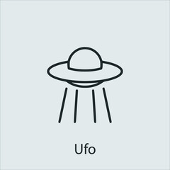 ufo icon vector icon.Editable stroke.linear style sign for use web design and mobile apps,logo.Symbol illustration.Pixel vector graphics - Vector