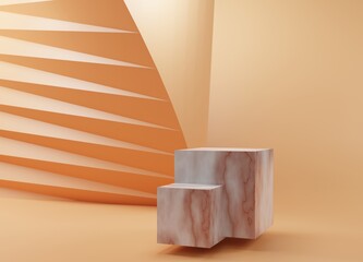 Marble podium for advertising cosmetics and product . Mockup 3d illustration