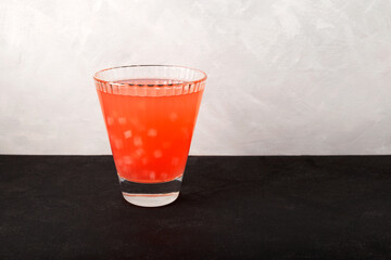 Refreshing Fruit lemonade with gelatin. Drink with lychee flavor and coconut jelly