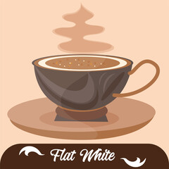 Isolated hot flat white coffee drink Vector