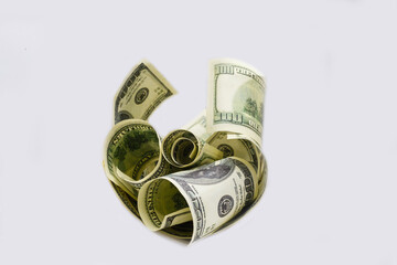 Dollar bill all twisted and stretched.