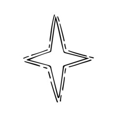 Star line. Shine of a heavenly body. Mystery of the night sky. A magical symbol of light in darkness. Space constellation. Hand drawn vector doodle illustration. Simple outline element.