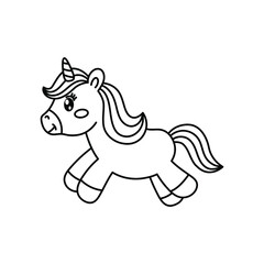 black and white unicorn coloring book. children's book illustration