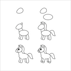 step-by-step pencil drawing. An educational page for artists. A school textbook for the development of artistic skills. A hand-drawn vector image.