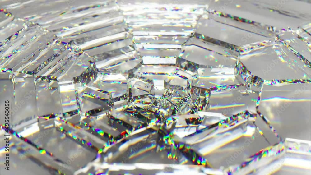 Aufkleber the white diamond wormhole swirls clockwise. moving plates. mosaic. 3d animation of seamless loop