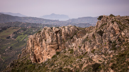 Hiking in the Coastal Hills of Sicily in Spring Italy in Europe on a lovely day