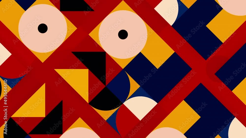 Poster colorful figures move in retro animation design style. motion. stylish animation with application of