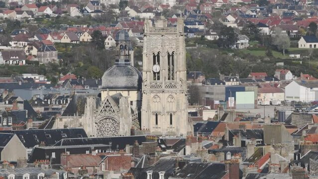 Church of Dieppe Saint Jacques and roofs in Normandie France