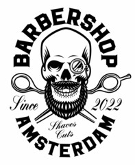 Black and white barber skull beard