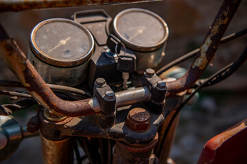 Detail of rusted motorcycle 