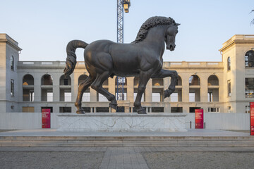 Milan, Italy - 27 03 2022 Ippodromo San Siro di Milano, Il Cavallo di Leonardo Da Vinci.