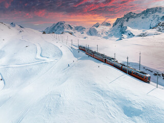 Swiss beauty, rack railway going to Gornergrat train station under breathtaking Matterhorn,Zermatt,...
