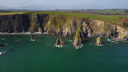 huge rocks and cliffs in the middle of the Atlantic Ocean in a UNESCO protected geopark, Stradbally...