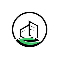 Nature Real Estate Logo. Symbol icon of residential, apartment and city landscape.
