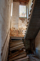 wooden stairs of an old building 