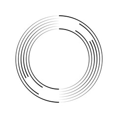 Speed lines in circle form. Trendy design element for frame, round technology logo, sign, symbol, web, prints, posters, template, pattern and abstract background