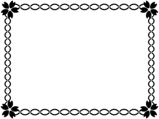 シンプルな桜フレーム　横位置　ブラック