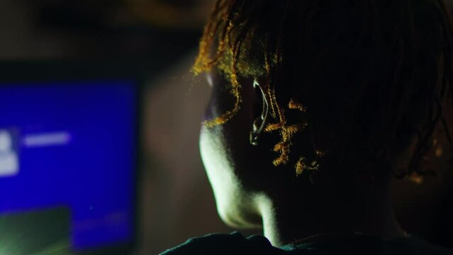 closeup of girl working on laptop