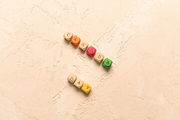 Cubes with text CANADA DAY on light background