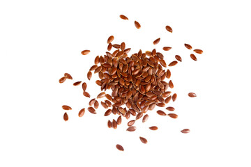 Flax seeds on white background