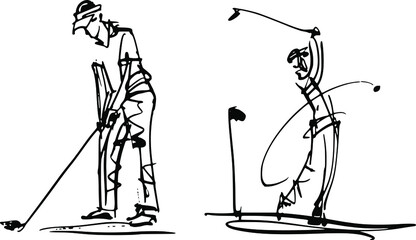 the vector sketch illustration of the golf player