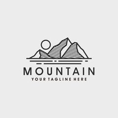 mountain logo design template with line art style vector
