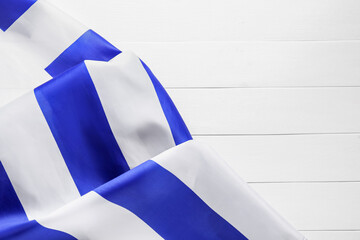 National flag of Greece on white wooden background