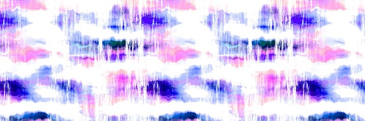 Funky summer ombre tie dye batik stripe border pattern. Seamless stain streaked space dyed striped effect fashion trim edging. Washed out boho blotch beach wear ribbon endless tape.