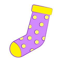 Classic cartoon illustration with purple sock. icon for textile design. Vector illustration. stock image. 