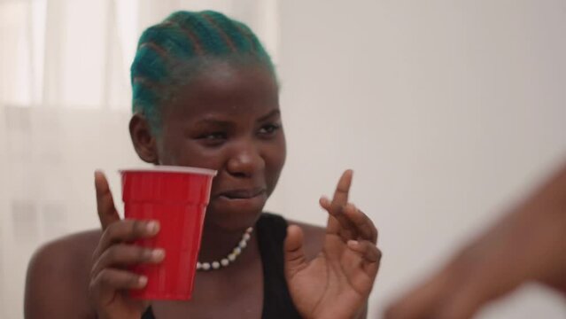smiling black girl dancing