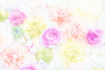 Colorful floral arrangements painted in pastel colors