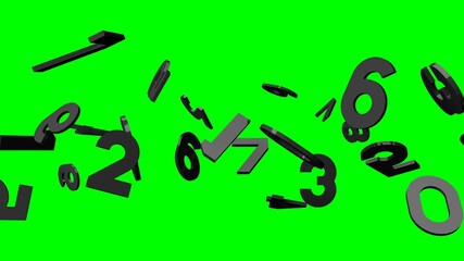 Black numbers on green chroma key background.
3D illustration for background.
