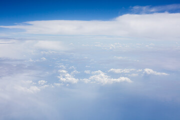 Cloudy view sky airplane, view from airplane window
