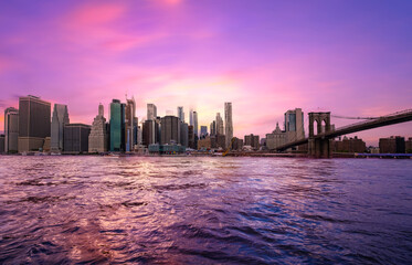 New York skyline , New York Manhattan with Brooklyn Bridge ,