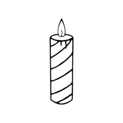 Doodle easter candle in doodle style on white background for any kind of decoration. 