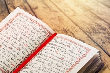 Opened Quran book  for Muslim to recites for prayers to God.