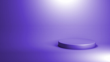 3D Illustration. Podium for product promotion on a purple background.