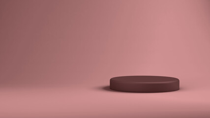 3D Illustration for product promotion. A beautiful podium on a brown background.