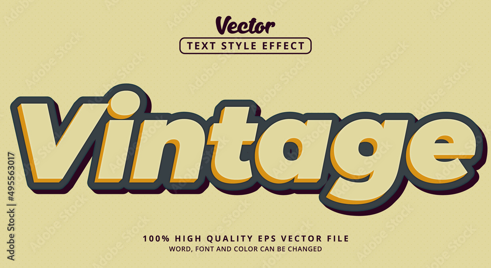 Poster editable text effect, text vintage layered style and combination color happy