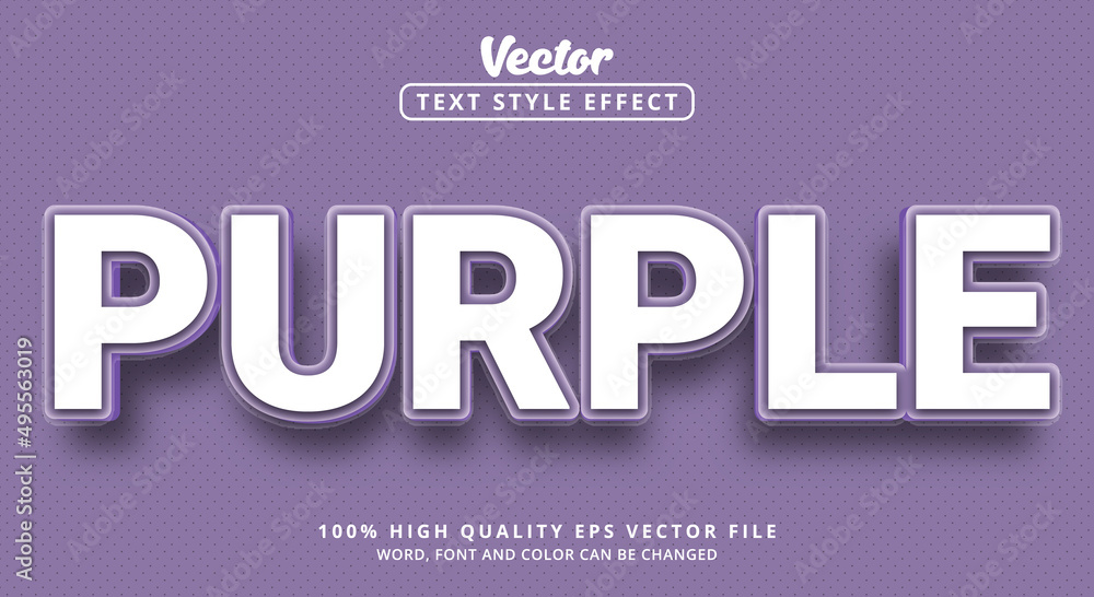 Poster purple text with purple color style and glossy inner, editable text effect