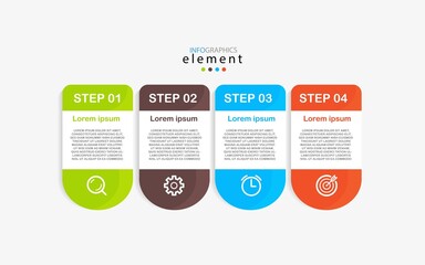 Business infographic process with classic color template design with icons and 4 options or steps. Vector illustration EPS10
