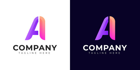 Monogram a and aa initial letter logo design. Modern letter a and aa colorful vector logo template.