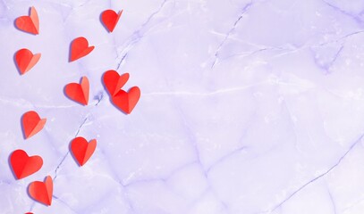 Flying heart shaped decoration with copy space over background. valentine's day and love concept.