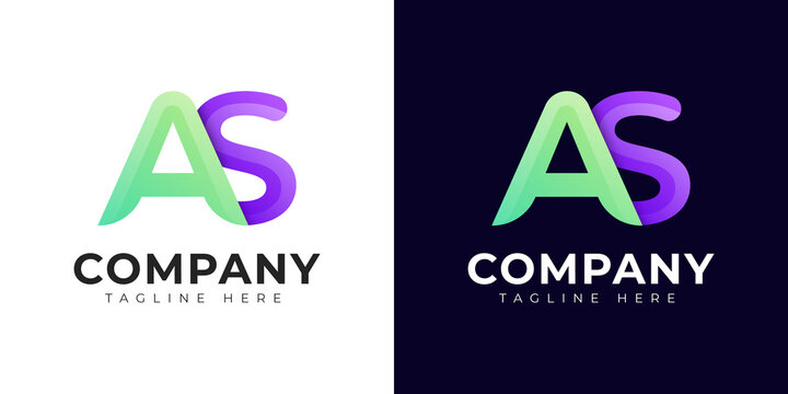 Monogram a as and sa initial letter logo design. Modern letter as and sa colorful vector logo template.