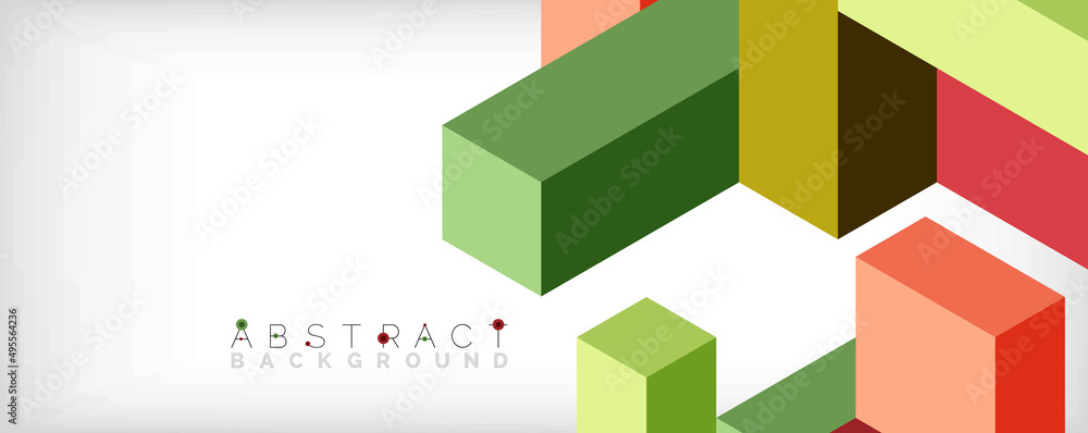 Poster abstract background. 3d cubes, cubic elements and blocks. techno or business concept for wallpaper, 