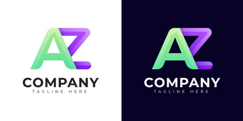 Monogram a az and za initial letter logo design. Modern letter az and za colorful vector logo template.