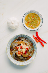 Korean style pickled shrimps (Saewoo-Jang), marinate raw shrimps with chili, garlic and soy sauce