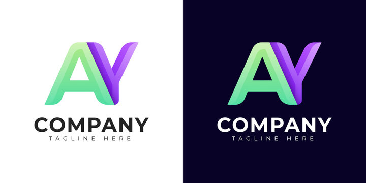 Monogram a ay and ya initial letter logo design. Modern letter ay and ya colorful vector logo template.